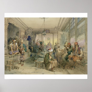 A Coffee House, Constantinople, 1854 (pen & ink & Poster