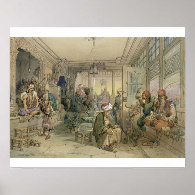 A Coffee House, Constantinople, 1854 (pen & ink & Poster (Front)