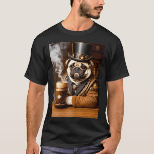 A coffee moment with the coolest steampunk pug T-Shirt