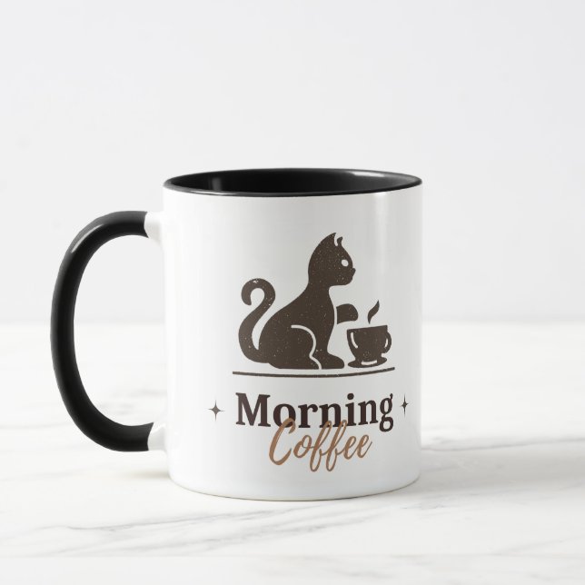 A coffee mug with a design (Left)