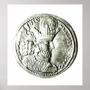 A coin depicting profile of Shapur II, Poster