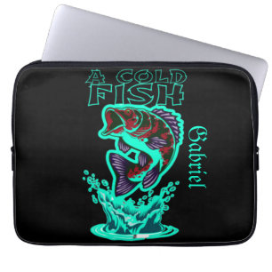 a cold fish with cool art customise personalised laptop sleeve
