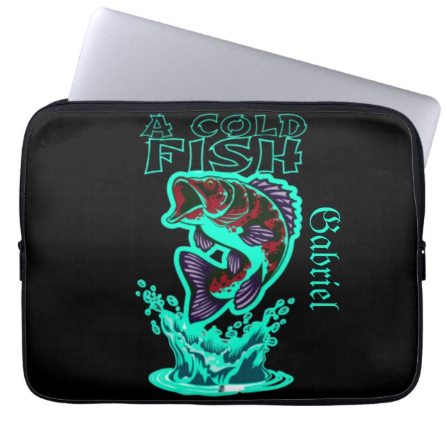 a cold fish with cool art customise personalised laptop sleeve (Front)