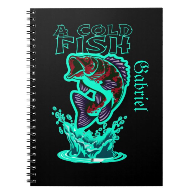 a cold fish with cool art customise personalised notebook (Front)