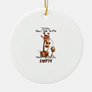 A Cold Giraffe With A Cup Of Coffee Ceramic Tree Decoration