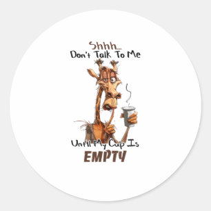 A Cold Giraffe With A Cup Of Coffee  Classic Round Sticker