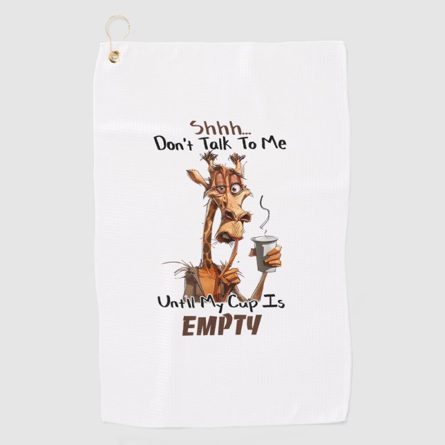A Cold Giraffe With A Cup Of Coffee  Golf Towel (Front)