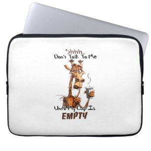 A Cold Giraffe With A Cup Of Coffee Laptop Sleeve