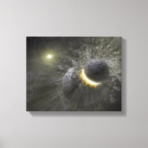 A collision between massive objects in space canvas print