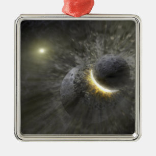 A collision between massive objects in space metal tree decoration