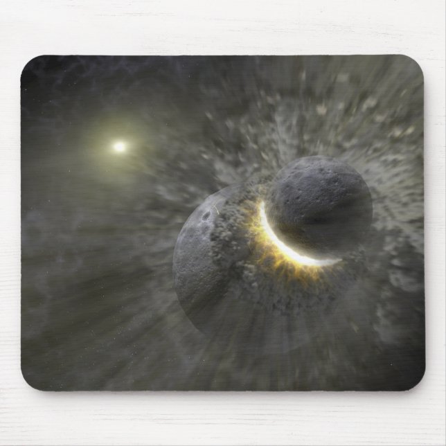 A collision between massive objects in space mouse mat (Front)