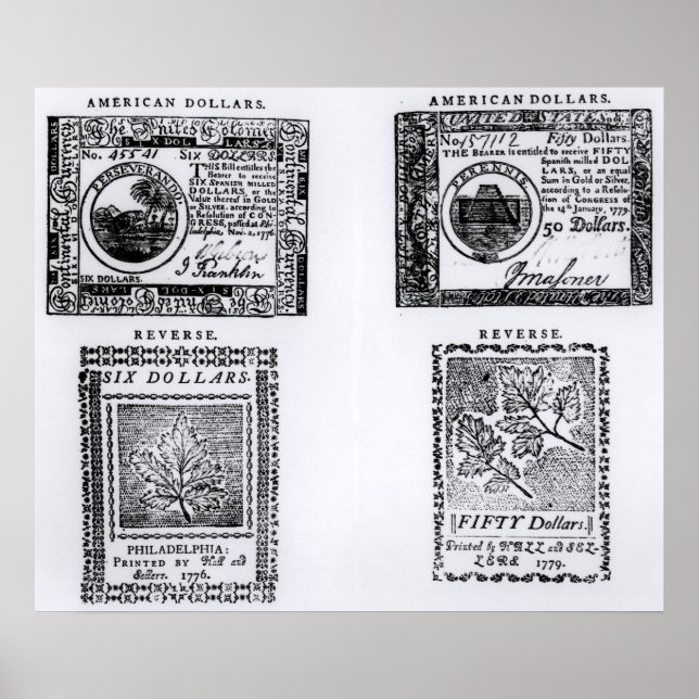 A colonial six dollar bill poster (Front)