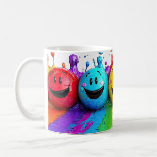 A colorful abstract world of digital happiness and coffee mug