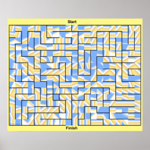 A colorful blue and yellow maze. poster