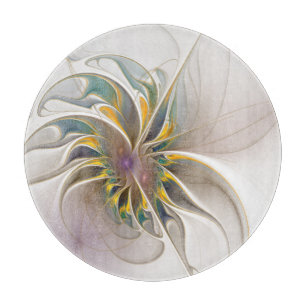 A colorful fractal ornament. Abstract Flower art Cutting Board