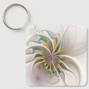 A colorful fractal ornament. Abstract Flower art Key Ring