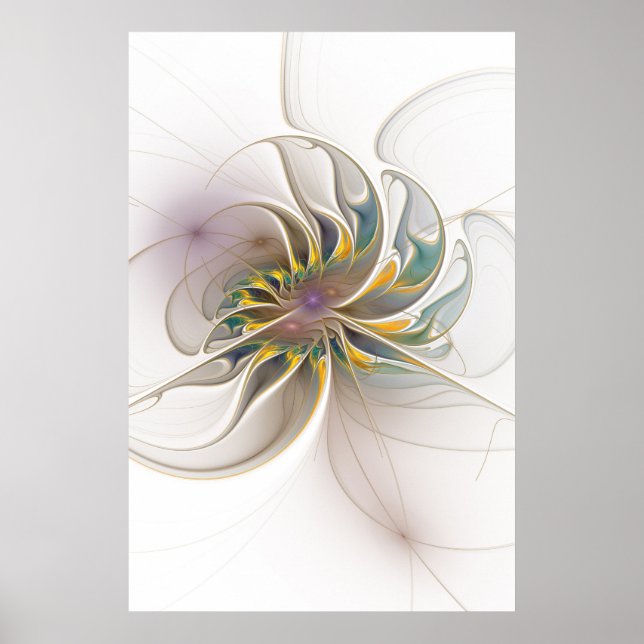 A colorful fractal ornament. Abstract Flower art Poster (Front)