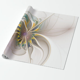 A colorful fractal ornament. Abstract Flower art Wrapping Paper