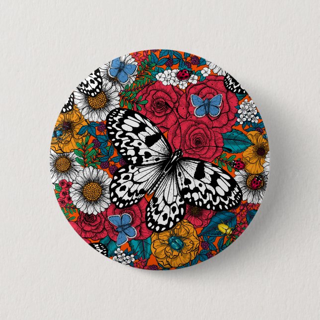A colorful garden 6 cm round badge (Front)