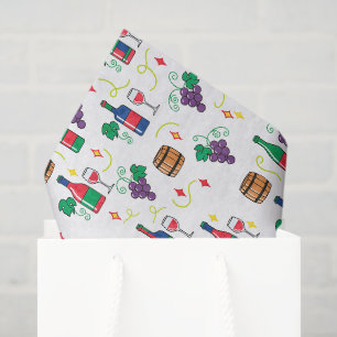 A colorful wine-themed pattern tissue paper