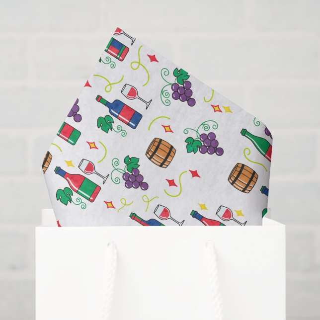 A colorful wine-themed pattern tissue paper (Gift Bag)
