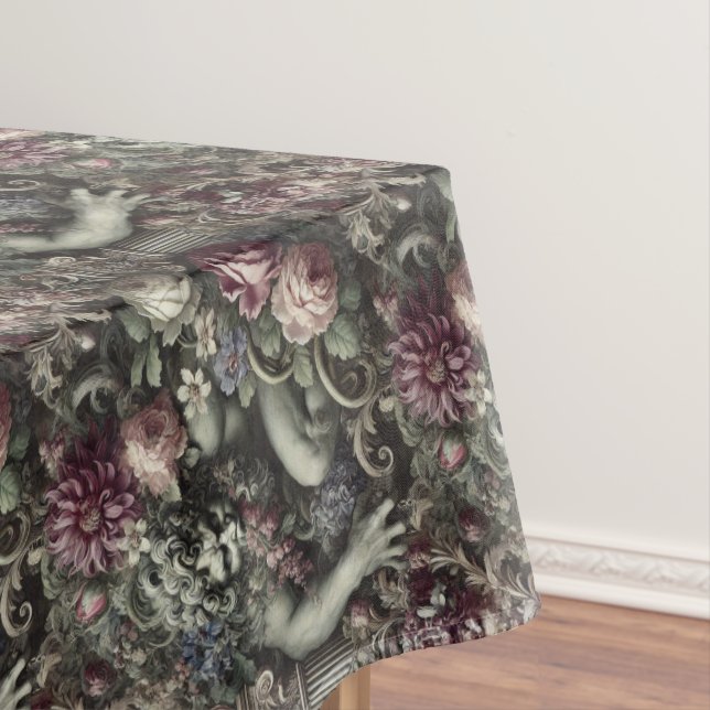 🎭 A Colossal Comedy – Gothic Medium Pattern Tablecloth (In Situ)