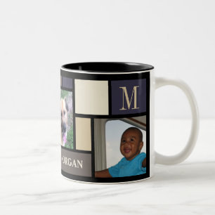 A Colour Block Coastal Calm Modern 3 Photo Chic Two-Tone Coffee Mug