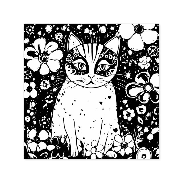 A Colourful Cat Self-inking Stamp (Design)