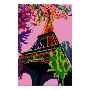 A Colourful Celebration of the Eiffel Tower Poster