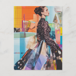 A Colourful Fashion lady Collage Postcard