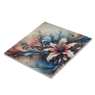 A Colourful Floral Design With Swirling Patterns Tile
