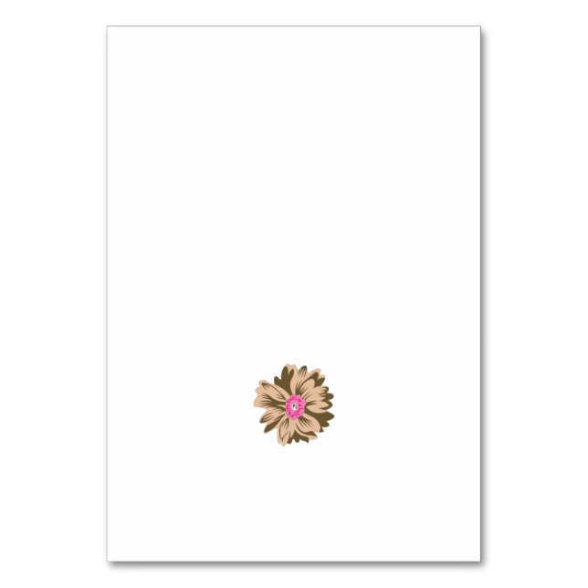 A colourful flower illustration featuring a unique table number (Front)