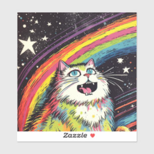 A Colourful Fluffy Cat in Space