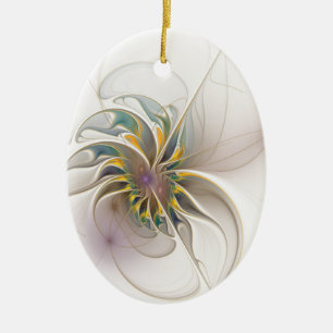 A colourful fractal ornament. Abstract Flower art Ceramic Tree Decoration