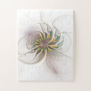 A colourful fractal ornament. Abstract Flower art Jigsaw Puzzle
