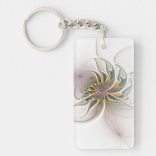 A colourful fractal ornament. Abstract Flower art Key Ring