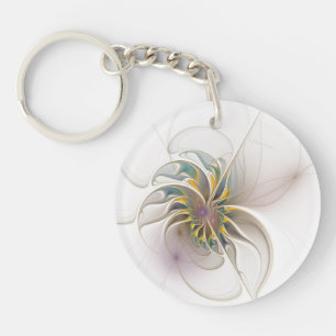 A colourful fractal ornament. Abstract Flower art Key Ring