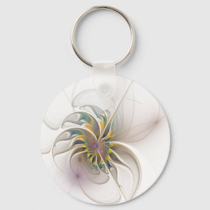 A colourful fractal ornament. Abstract Flower art Key Ring