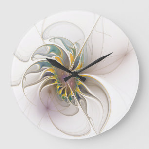 A colourful fractal ornament. Abstract Flower art Large Clock