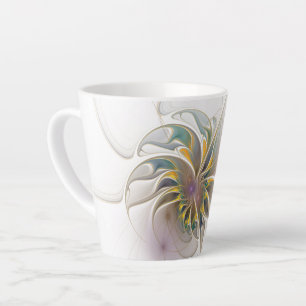 A colourful fractal ornament. Abstract Flower art Latte Mug