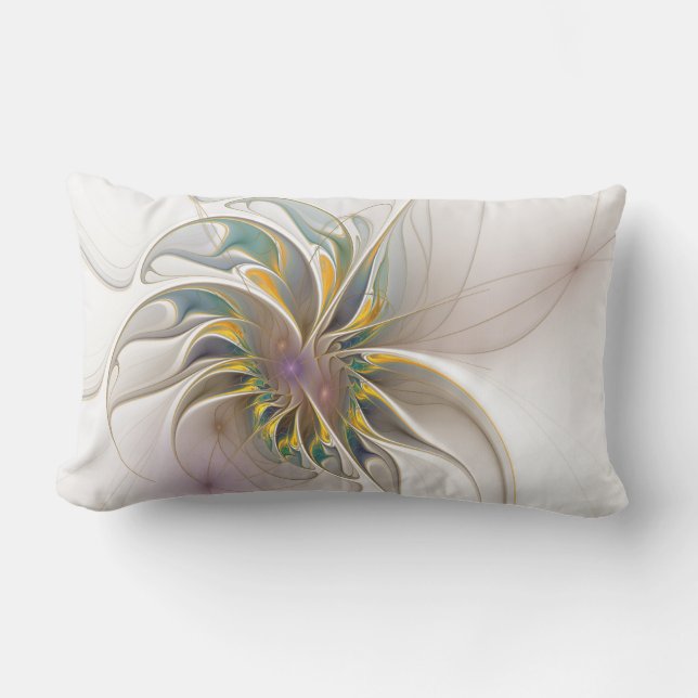 A colourful fractal ornament. Abstract Flower art  Lumbar Cushion (Front)
