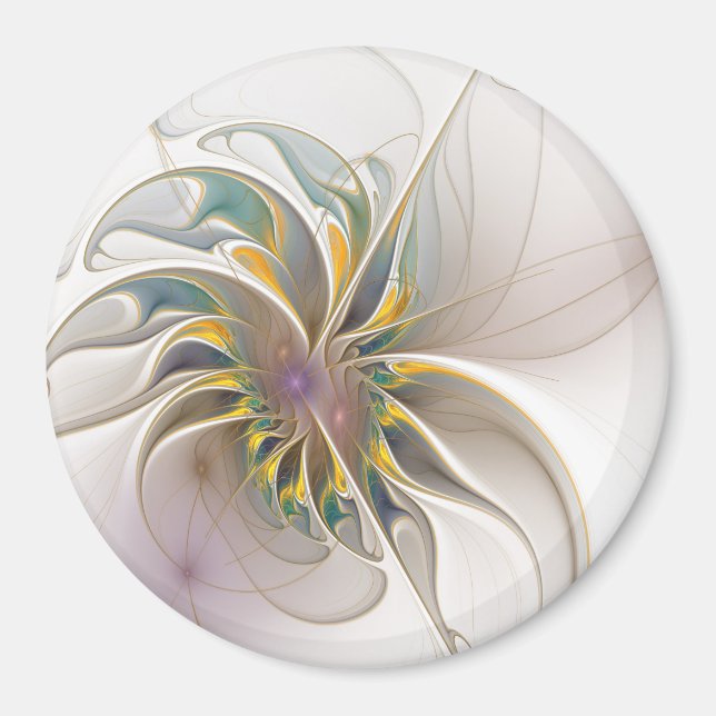 A colourful fractal ornament. Abstract Flower art Magnet (Front)