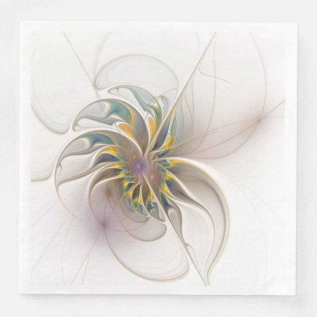 A colourful fractal ornament. Abstract Flower art Napkin (Front)