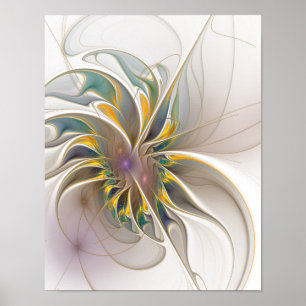 A colourful fractal ornament. Abstract Flower art Poster