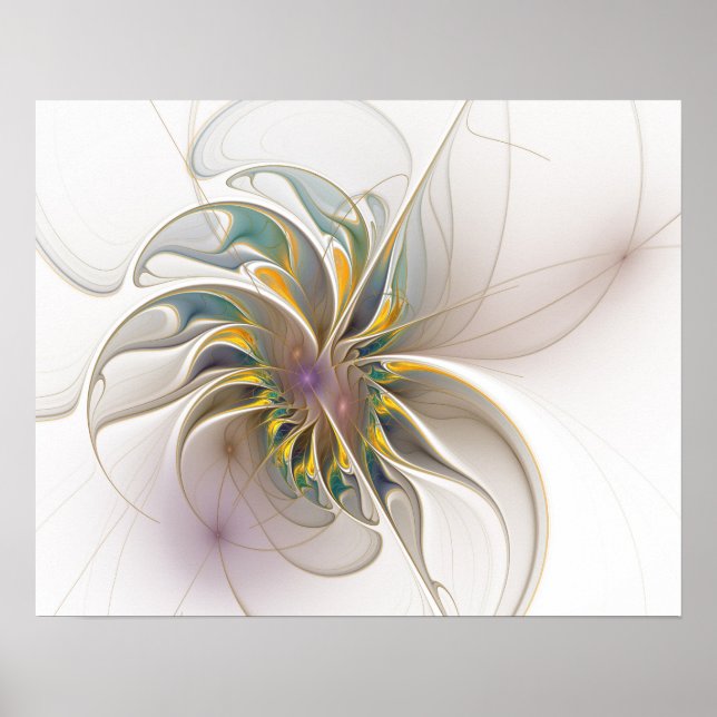 A colourful fractal ornament. Abstract Flower  Poster (Front)