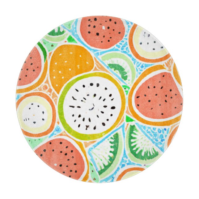 A Colourful Fruity Fun Patterns Art     Cutting Board (Front)