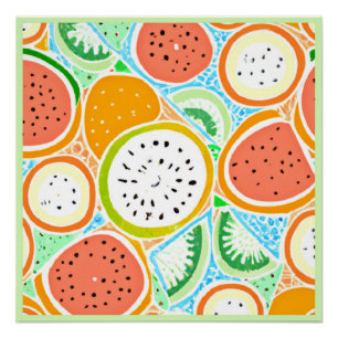 A Colourful Fruity Fun Patterns Art Poster