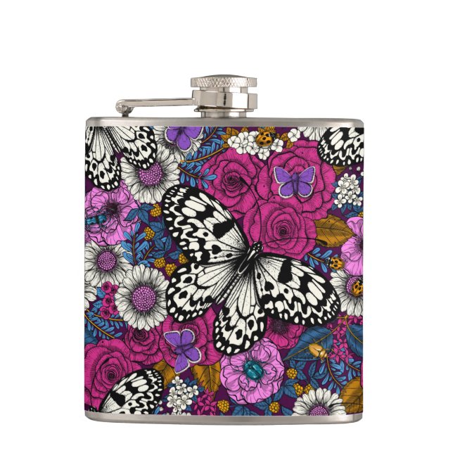 A colourful garden II Hip Flask (Front)