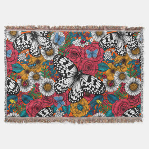 A colourful garden throw blanket