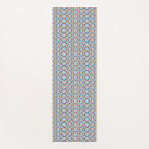 A colourful geometric pattern features repeating  yoga mat